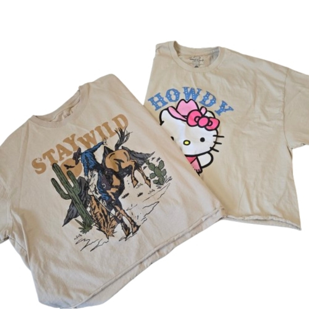 2 Graphic Tees Western Hello Kitty 2X